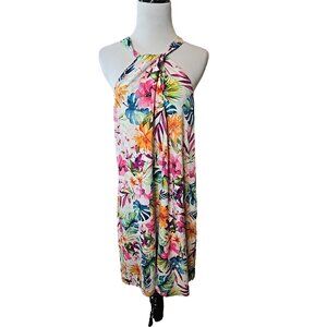 Tommy Bahama Silk  Garden Of Hope & Courage Halter Mini Dress Size L New